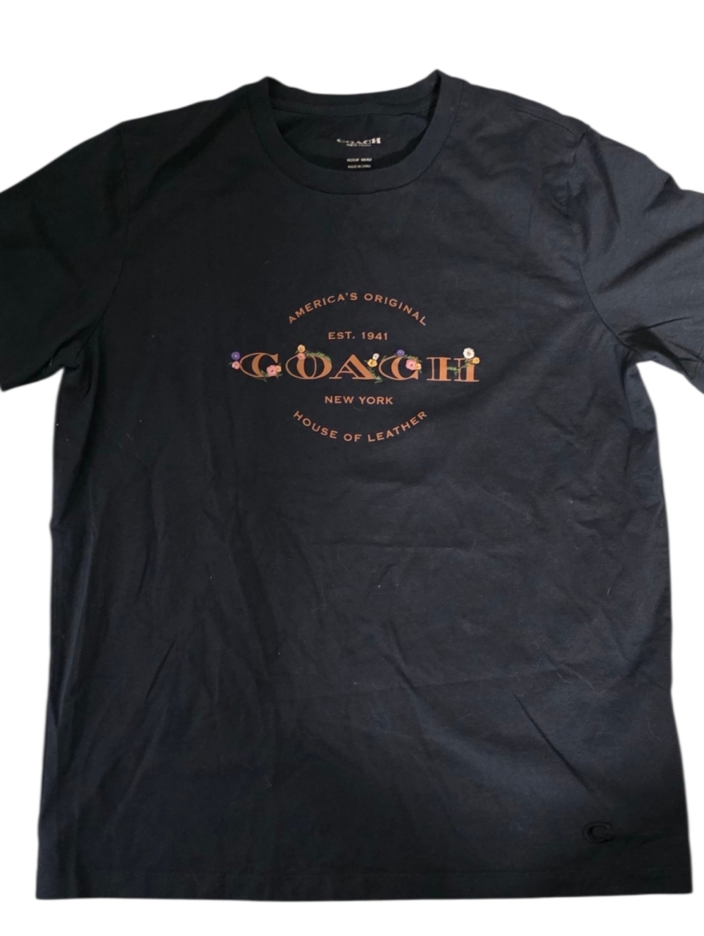 Coach House of‎ Leather Floral Graphic Tee Black Medium